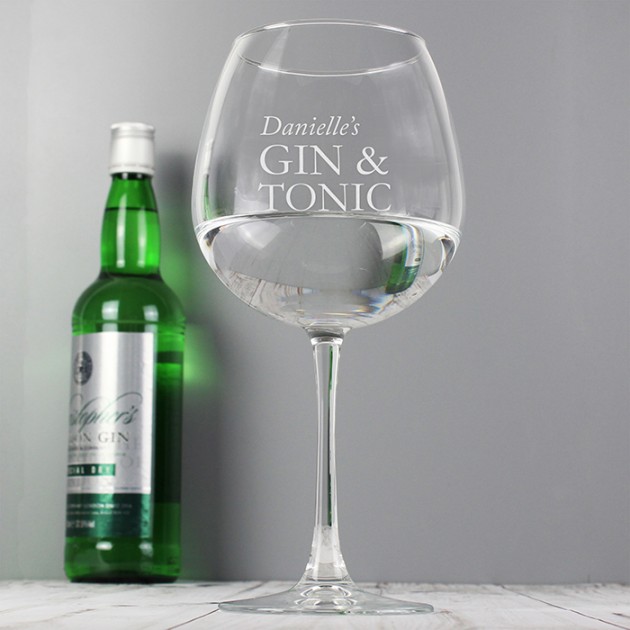 Hampers and Gifts to the UK - Send the Personalised Gin and Tonic Balloon Glass